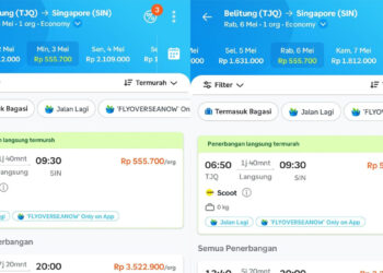 Rute Penerbangan Belitung–Singapura